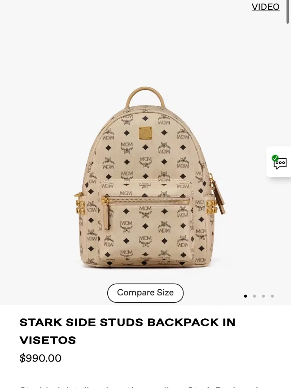MCM Beige Logo Visetos Mini Backpack with Gold Hardware
